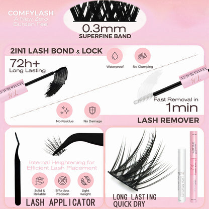 Final 3 Hours 60%OFF:DIY Lashes Extension Kit and Lash Clusters 8-18mm